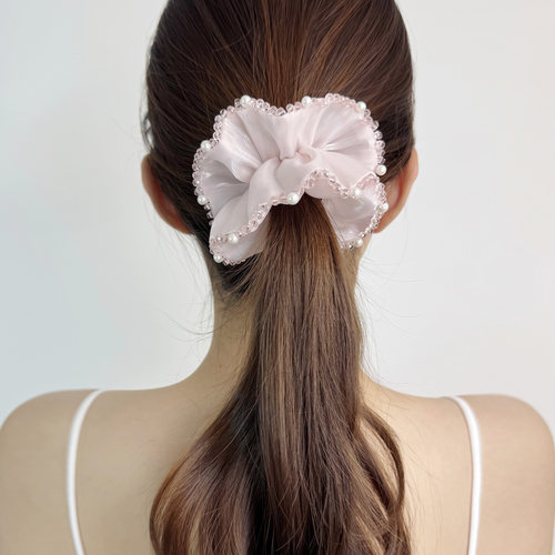 温柔纱大肠发圈女头花手缝水晶