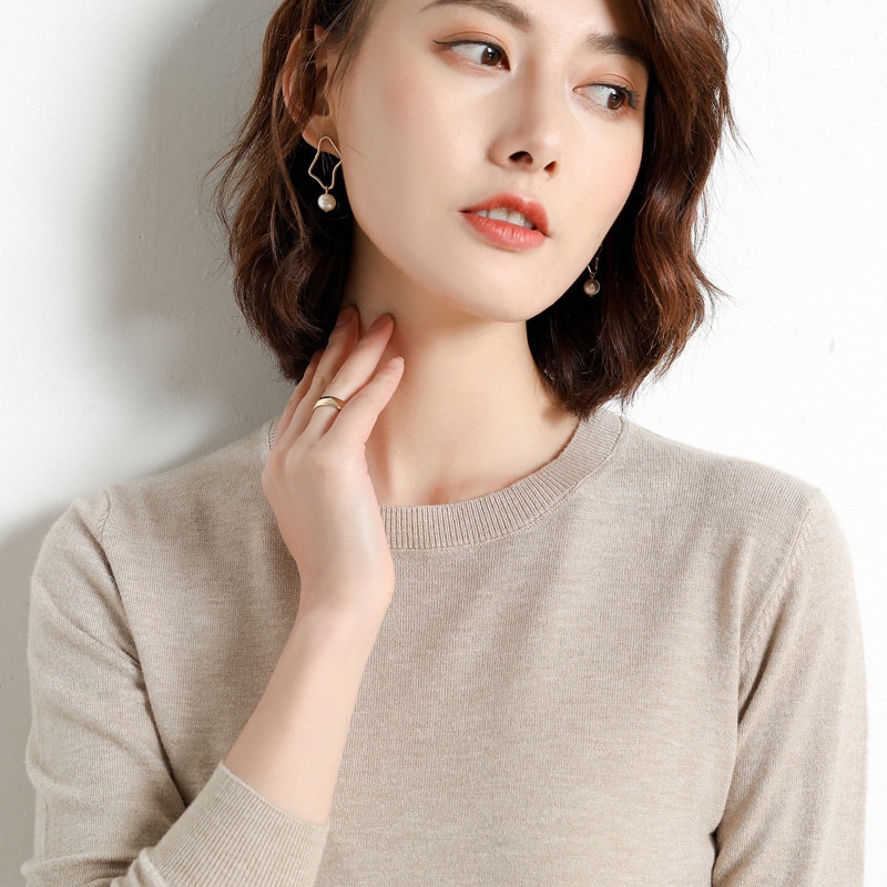韩版毛衣女套头圆领短款宽松百搭打底衫秋冬薄款针织衫