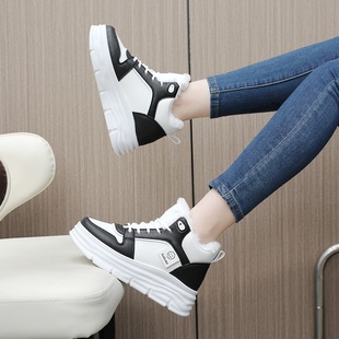 女保暖街拍休闲棉鞋 W3633加绒鞋 内增高厚底学生板鞋 新款 2023冬季