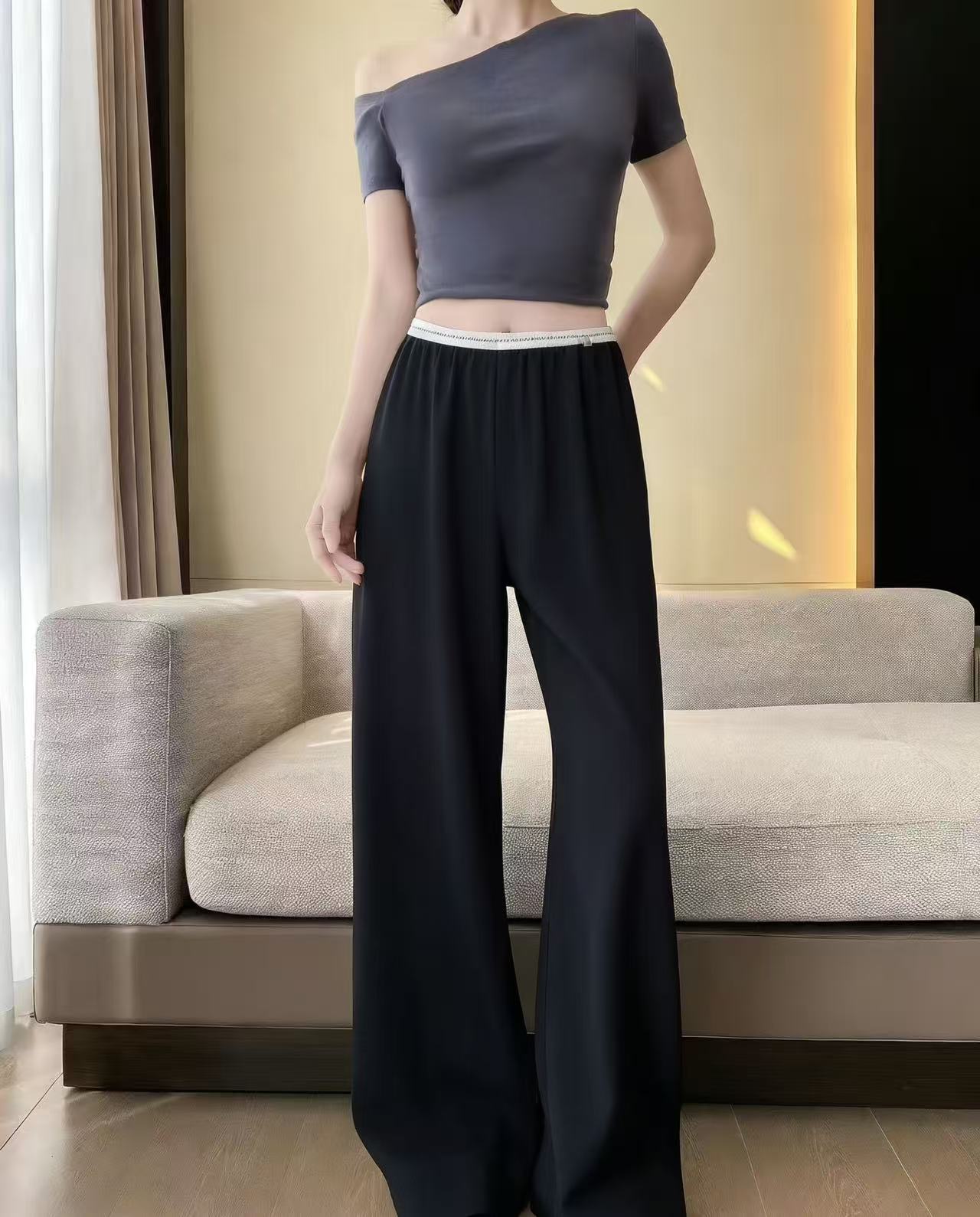 冰丝阔腿裤女夏季薄款高腰垂感宽松显瘦直筒休闲防晒凉凉拖地裤