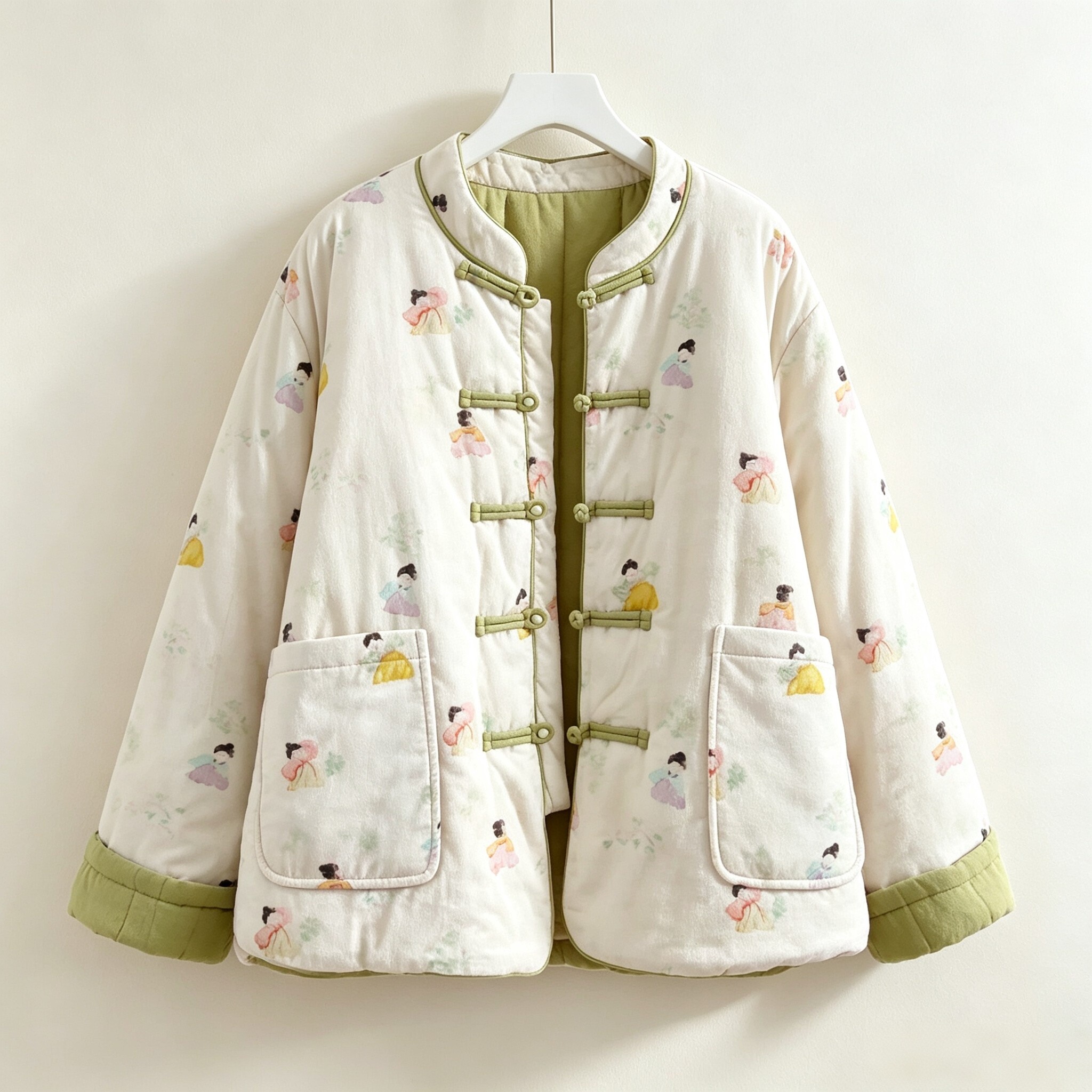秋冬新中式盘扣手工纯棉花棉服女