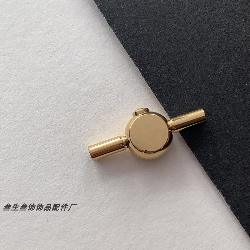圆皮绳连接扣子不锈钢按扣手绳手链项链接头diy金色金属头