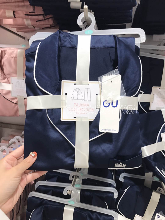 gu日本加绒女士丝质睡衣长袖长裤