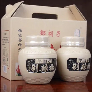 湖南张家界特产慈利洞溪邹胡子剁辣椒瓦罐礼盒装爆辣1120克包邮
