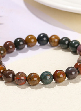 天然绿色海洋玛瑙手链时尚简约百搭男女款圆珠手饰显白百搭手串