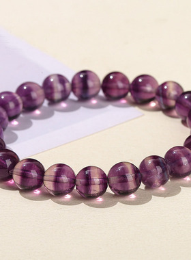 7A天然千层紫萤石手链 梦幻渐变紫通透晶体 女款显白百搭水晶手串