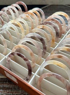 金丝玉紫罗兰圆条手镯天然正品新疆玉手镯女玉镯子叮当镯细圆条