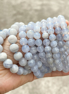 5A天然紫玛瑙手链简约时尚蓝色条纹玛瑙女礼物手串显白衬肤复古风