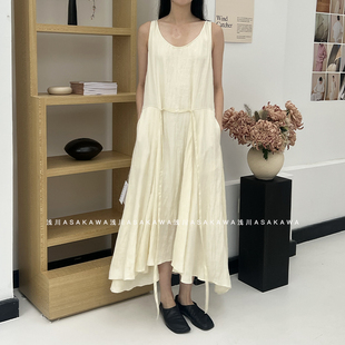 26SS春夏新款 松弛风感肌理系带连衣裙 LAWN 浅川买手店 THE