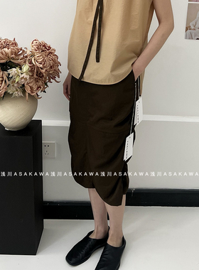 【THE LAWN】抽褶后开叉工装半裙 26SS春夏新款 浅川买手店