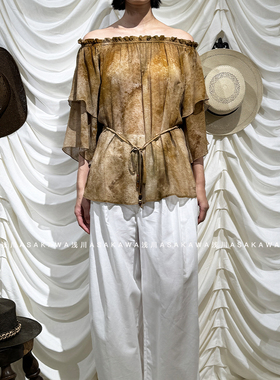 【ECRIVAIN】印花落肩散摆七分袖上衣 26SS春夏新款 浅川买手店