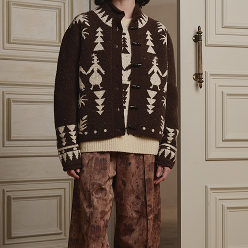 跳舞小人高领针织开衫25AW秋冬