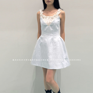 26SS春夏新款 拼接花边领吊带连衣裙 浅川买手店 SHUSHUTONG