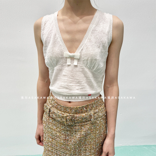 26SS春夏新款 针织背心 蝴蝶结V领无袖 浅川买手店 SHUSHUTONG