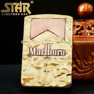STAR恒星S41原铜浮雕蚊版铆钉皮镶嵌万宝璐煤油打火机送男友