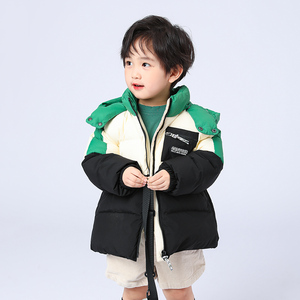 康衣儿男宝宝羽绒服中长款加厚2023冬季新款拼色儿童羽绒服小童装