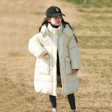 康衣儿女童羽绒服中长款加厚2024冬季新款亲子装母女装男童外套