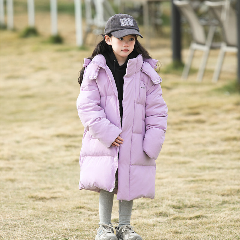 儿童羽绒服中长款加厚冬季新款女童羽绒服小中大童装亲子外套