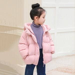 女童羽绒服短款加厚2023冬季新款连帽中大童装90绒儿童羽绒服外套