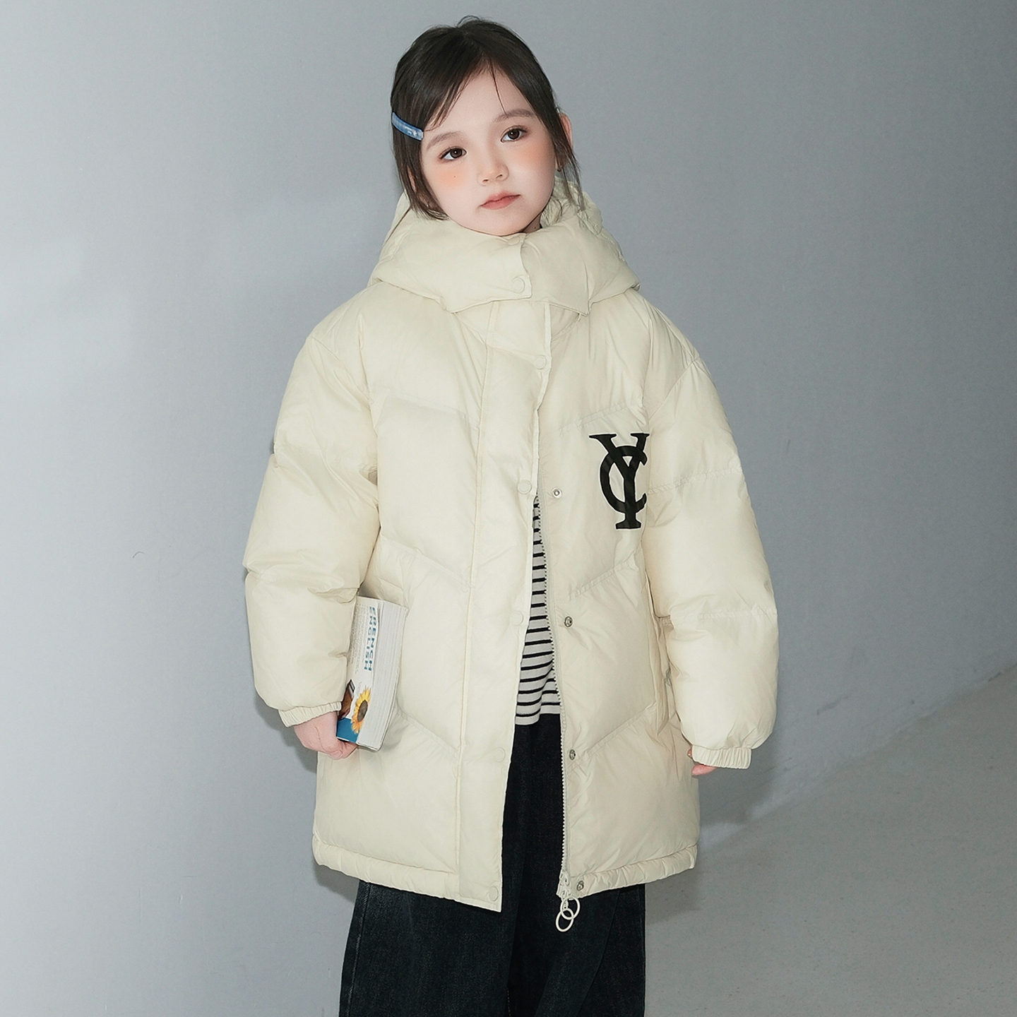 康衣儿女童羽绒服中长款加厚冬季新款母女亲子装外套小中大童