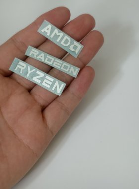 AMD 锐龙 RADEON显卡标志分体金属logo贴纸电脑周边diy装饰小贴纸