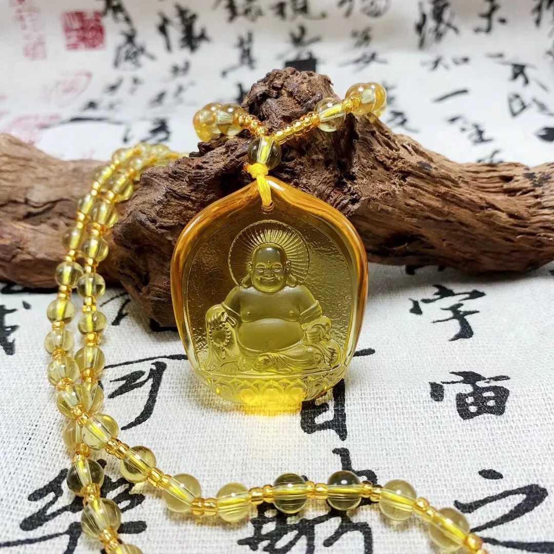 新款时尚气质款黄色琉璃弥勒佛