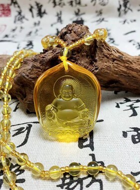 新款时尚气质款黄色琉璃弥勒佛