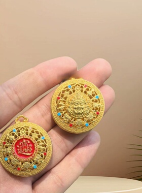 老师推荐黄财神八宝罗盘吊坠聚财