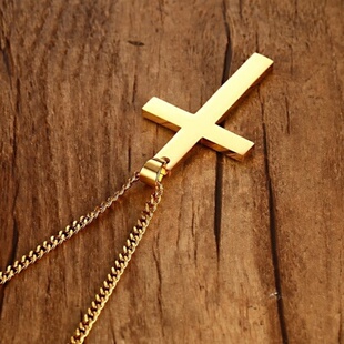 【推荐】帅气男士项链高级感麻金色时尚设计感十字架小众送男友礼