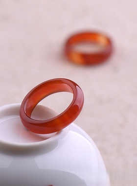 新中式红色仿玛瑙戒指男女款优质