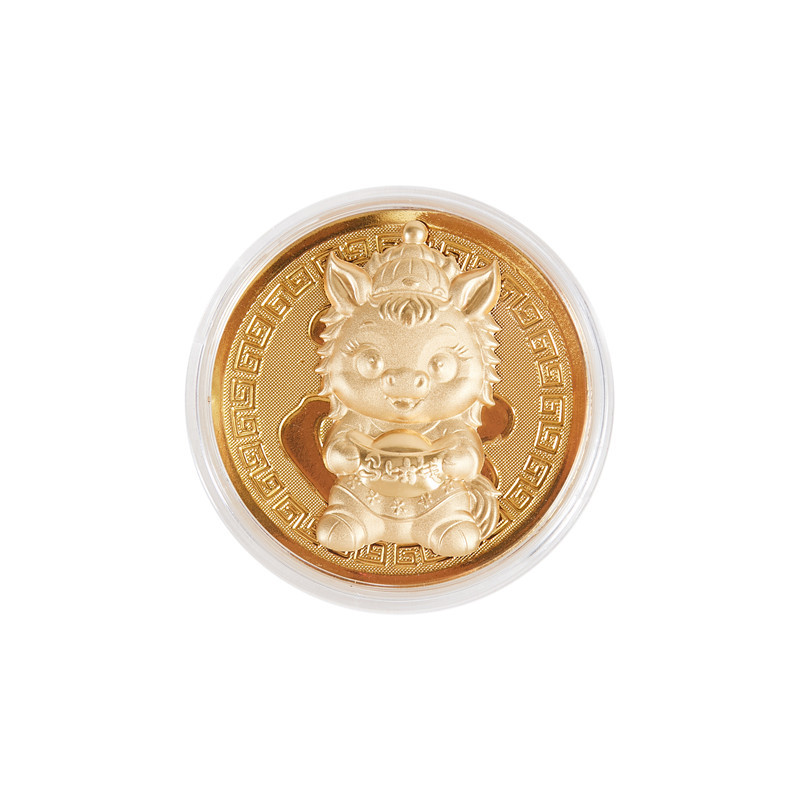 新品上市创意薄款马上有钱币卡通幸福马币新年福运满满纪念币摆件