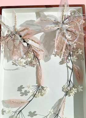 新中式新娘头饰套装粉色龙凤褂造型复古婚礼秀禾服汉服旗袍拍