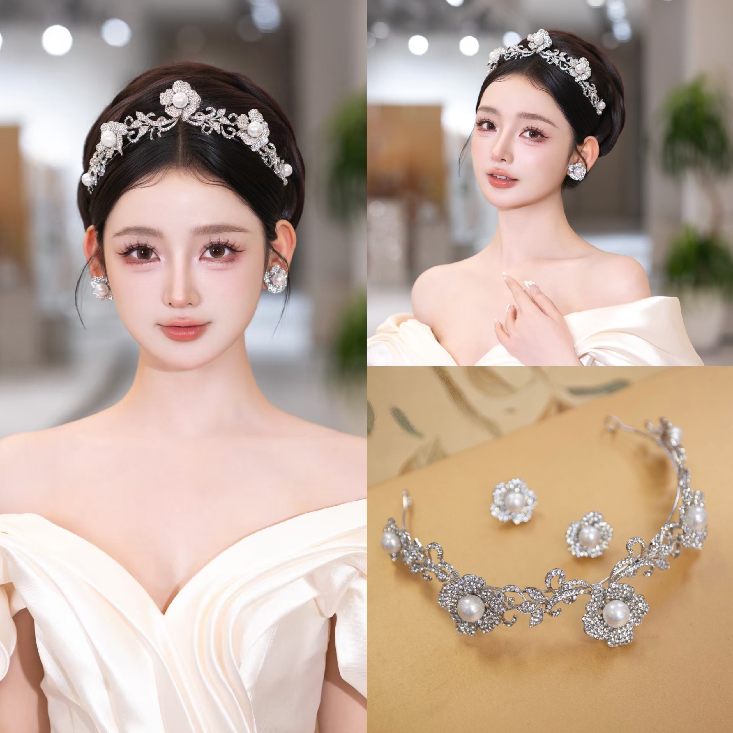 新款新娘头饰简约大气生日婚嫁皇冠婚礼王冠头饰