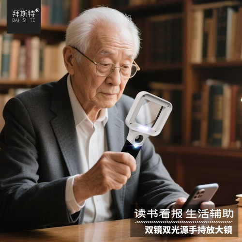 双倍率PU皮革手柄方形高清放大镜