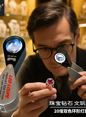 拜斯特手机放大镜30倍20倍10倍带灯led白光紫光验钞检验荧光珠宝