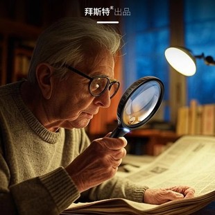 手持放大镜老年人阅读专用高清带led灯10倍随身便携带式 扩大号镜