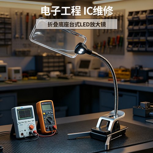 桌面台式带灯维修专用放大镜