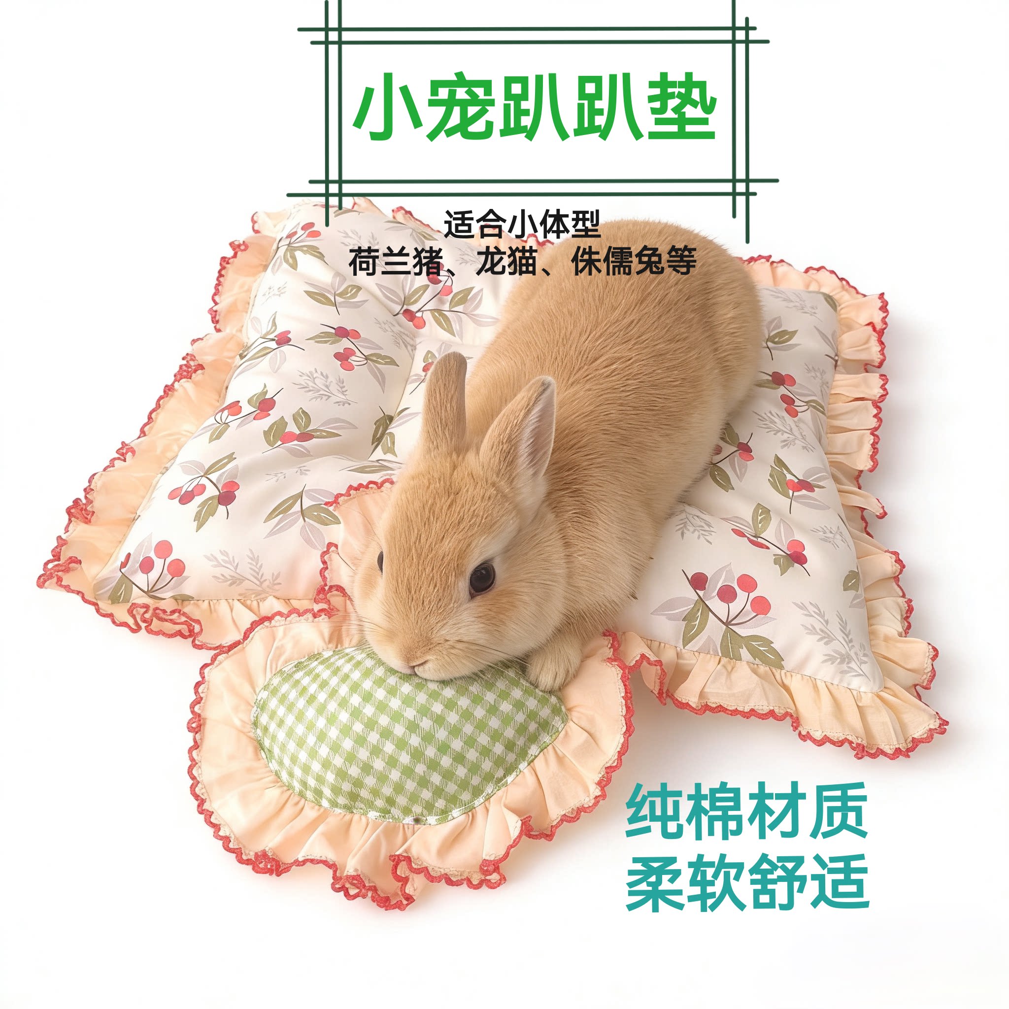 荷兰猪兔子趴趴垫窝四季通用睡垫冬季保暖豚鼠宠物用品可机洗装饰图片