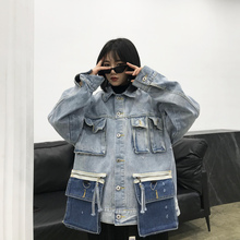 牛仔外套女 宽松刺绣个性 chic春装 bf港风潮牌情侣夹克oversize美式