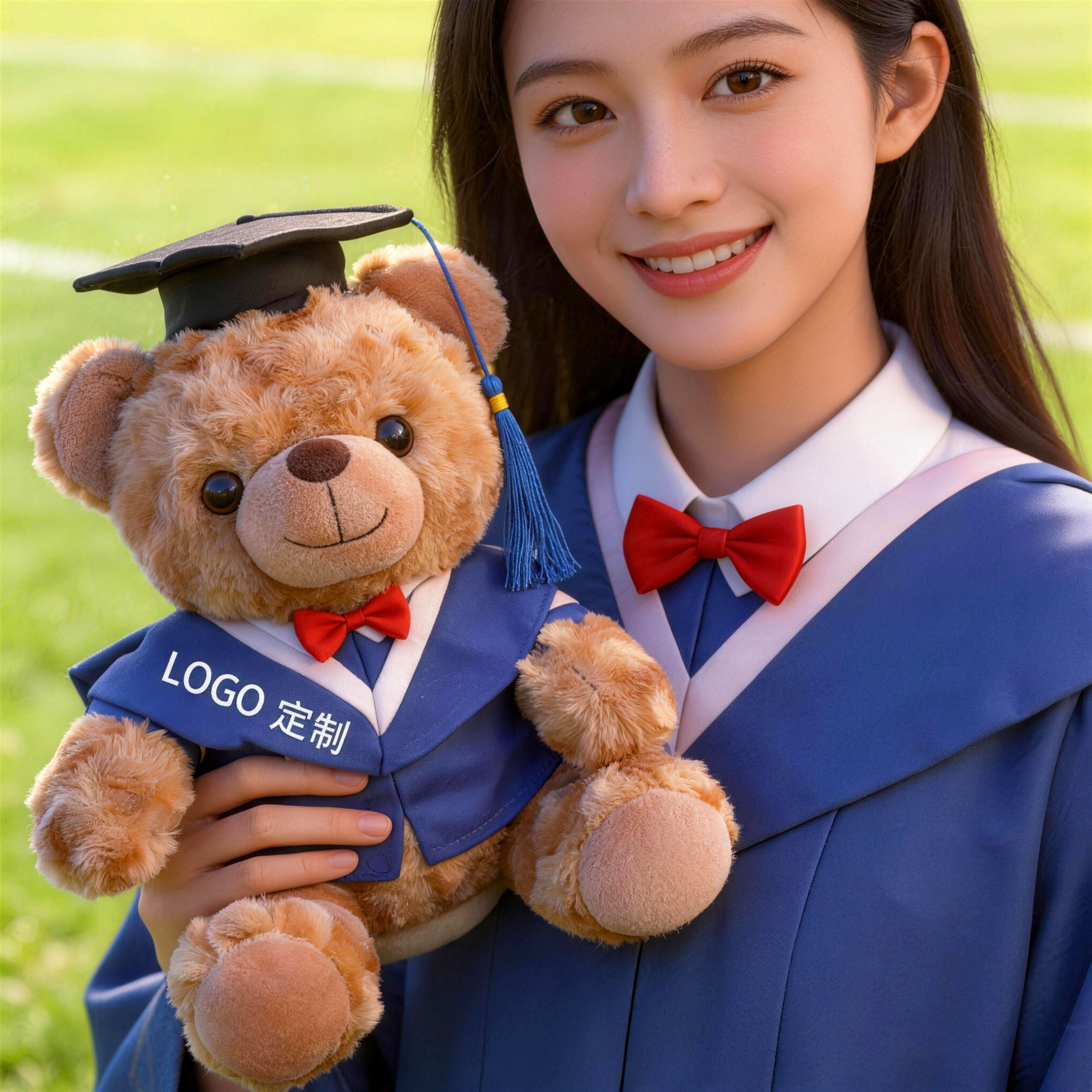 毕业小熊定制logo学士服博士研究生纪念品送女生公仔礼物玩偶订制