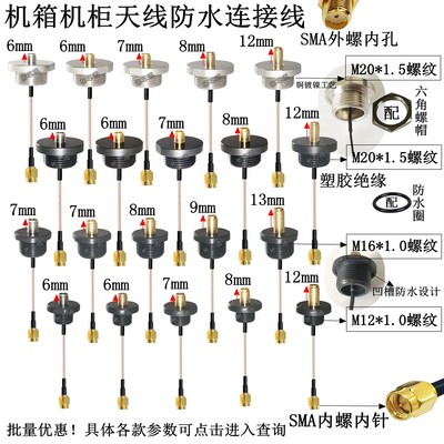 M12 M16 M20螺纹SMA防水信号线SMA连接线机箱机柜天线延长转接线