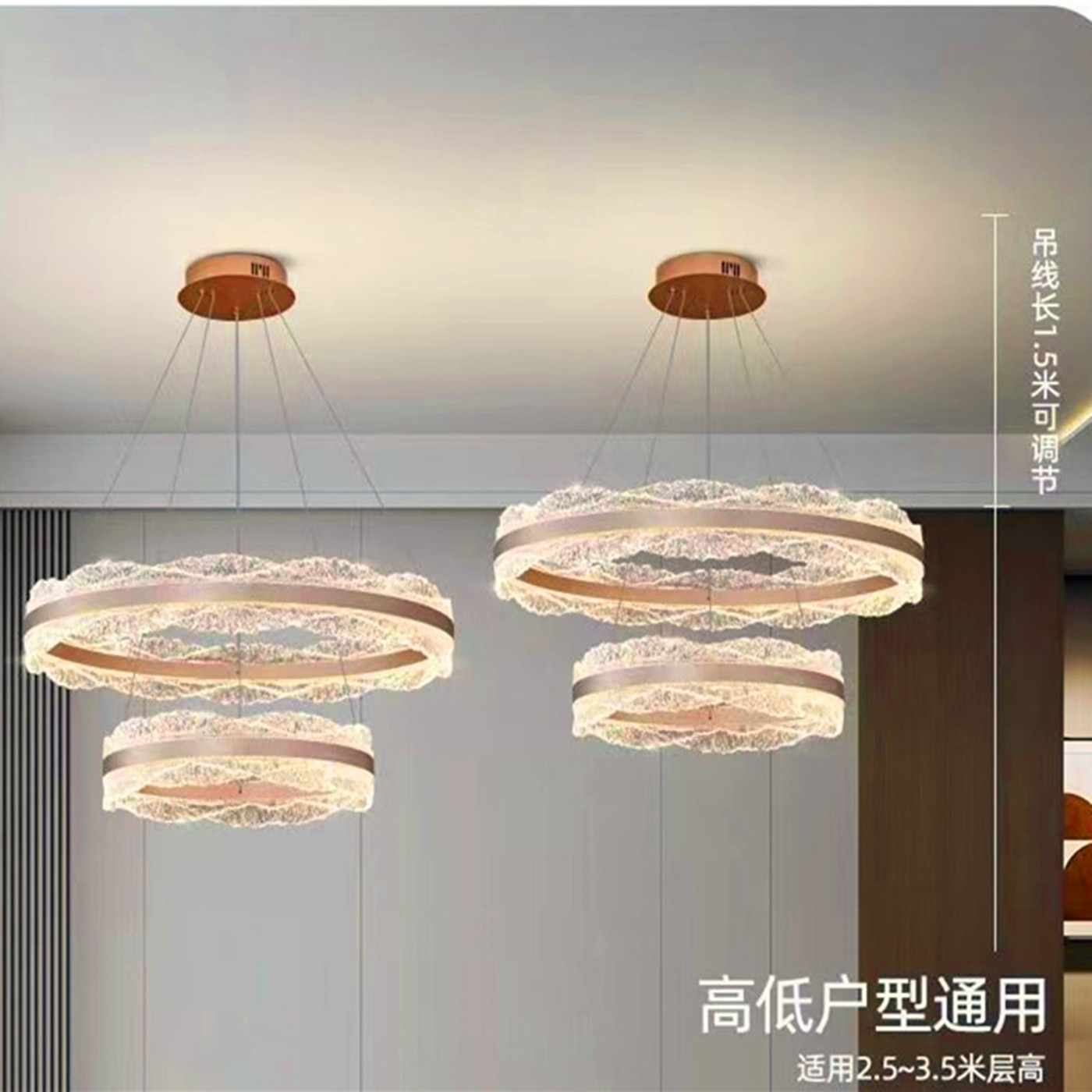 意式极简客厅吊灯简约大气圆环吊灯轻奢高级感全光谱护眼餐厅吊灯