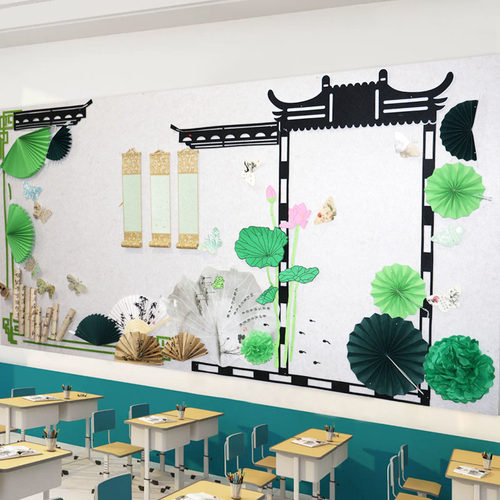 新中式国风黑板报墙贴