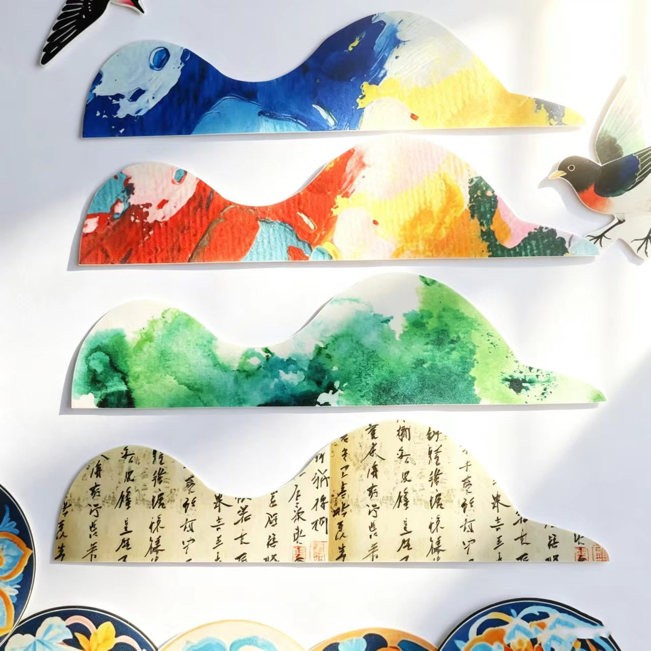水墨新中式主题墙教室文化墙背景墙边框黑板报装饰边框环创花边