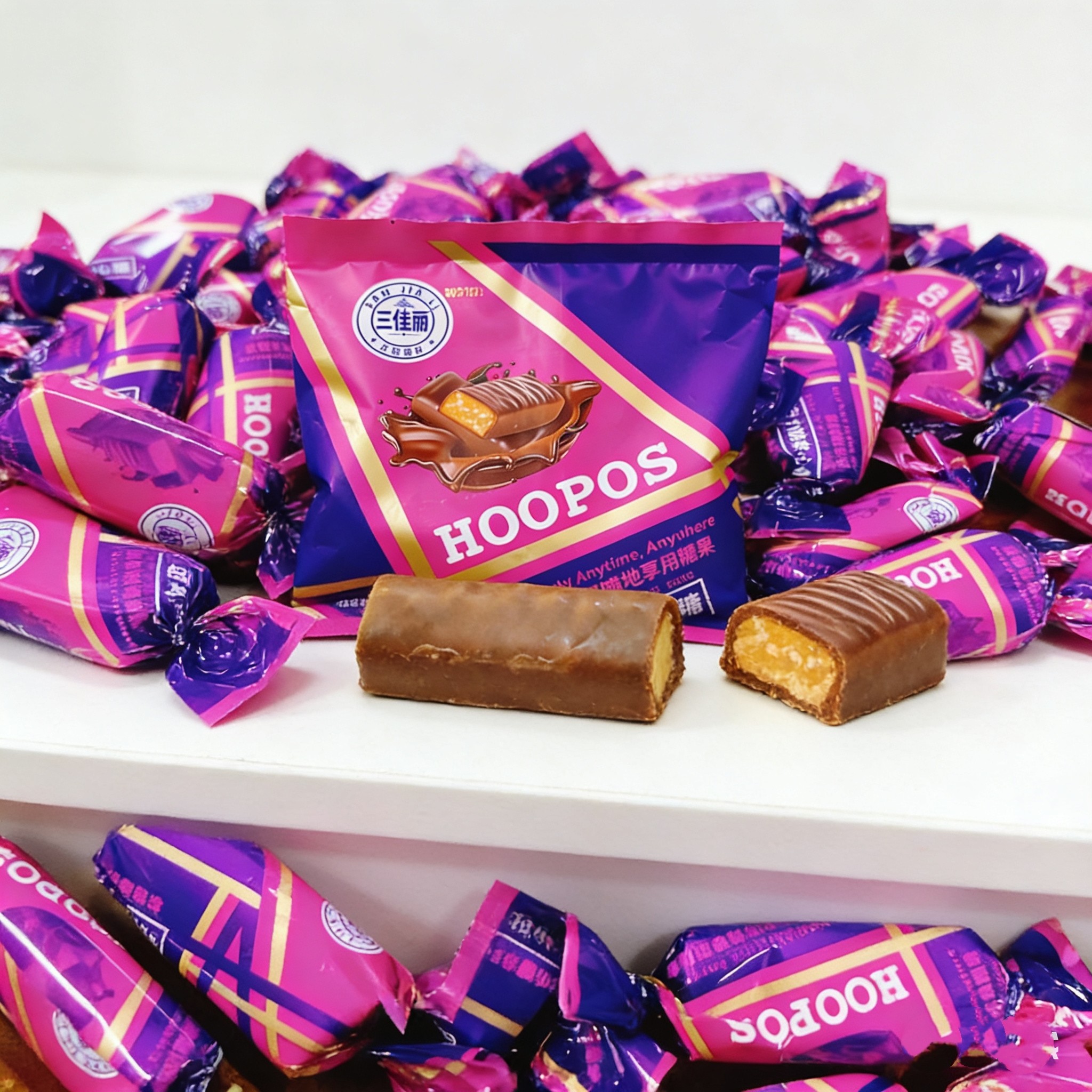 巧克力味夹心糖三佳丽零食独立装礼物好吃回味新年糖喜糖送礼408g