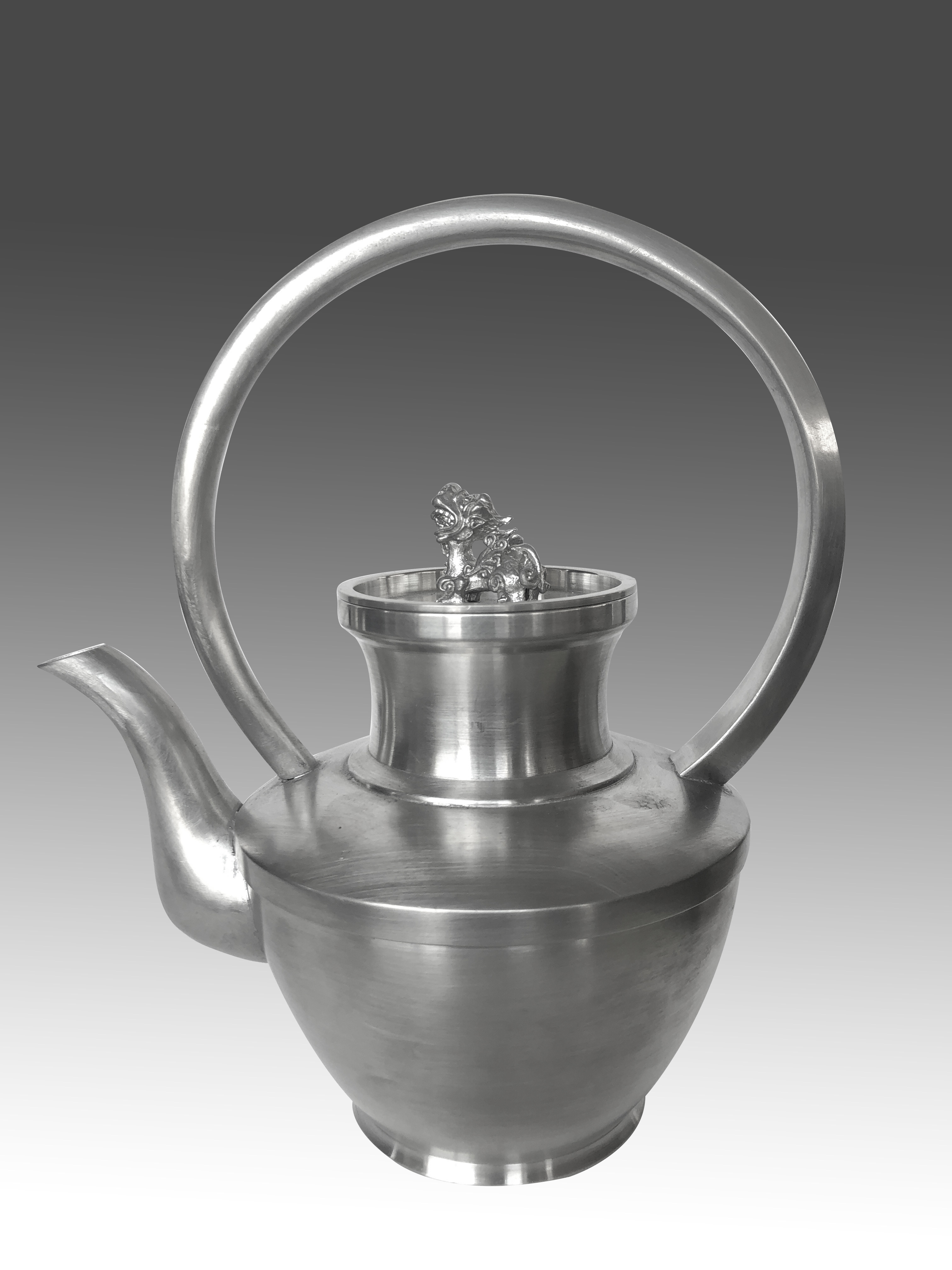 定制 荣盛达新品纯锡手工麒麟缩口壶 手工锡茶壶 泡水壶