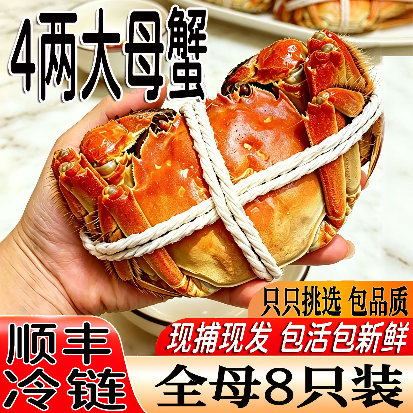 兴化大闸蟹特大母蟹4两鲜活包肥