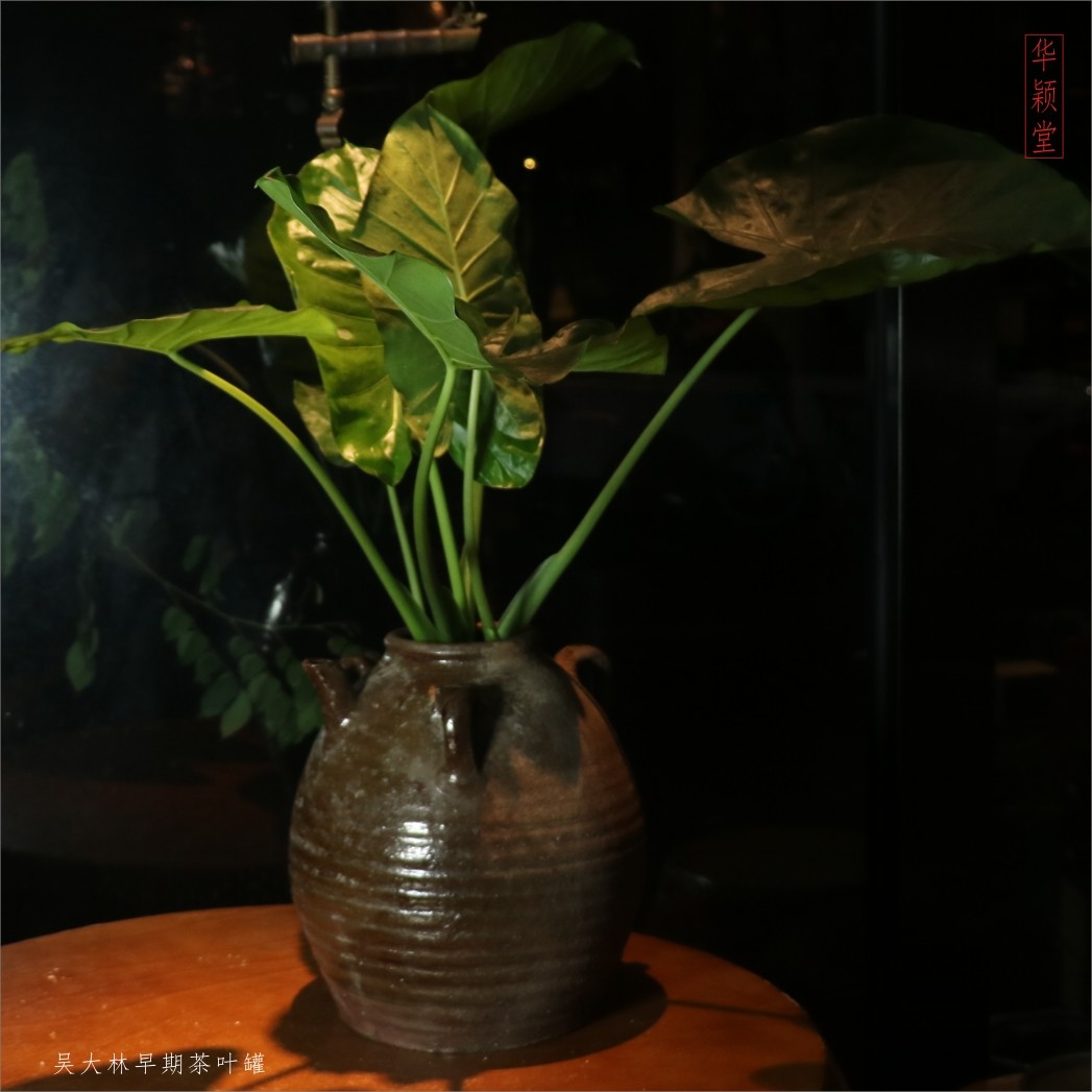 华颖堂茶馆古董收藏摆件艺术品复古怀旧民国手拉三耳老陶罐花瓶