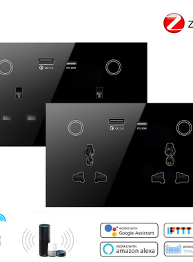 16A通用英规双插147智能插座usbType墙壁Tuya  zigbee socket 20w