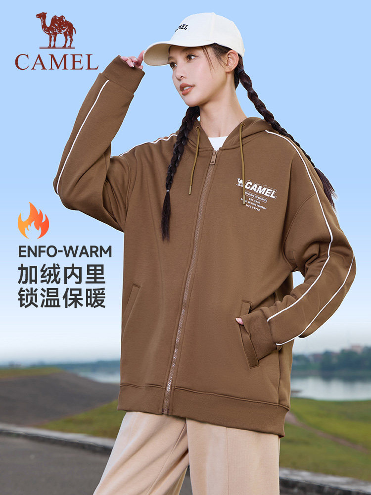 카멜 스포츠 플리스 자켓 남성 겨울 스탠드 칼라 폴라 플리스 자켓 스웨터 카디건 야외 안감 따뜻한 자켓